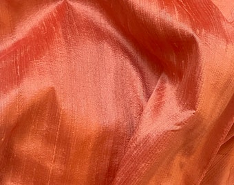 Peach Dupioni Silk Fabric by the Yard Pure Luxury Raw Silk for DIY Sewing, Wedding Gowns, Bridesmaid Dresses, Curtains, Upholstery, Pillows