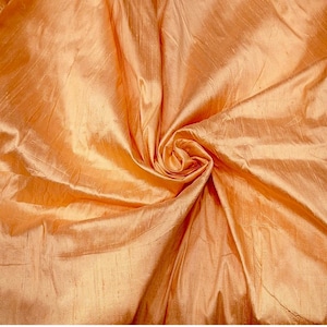 Pastel peach orange Dupioni Silk Fabric by the Yard Pure Luxury Raw Silk for DIY Sewing, Wedding Gown Bridesmaid Dresses Curtains Upholstery
