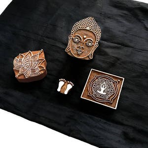 Bargain Lord Buddha Theme Set/ sacred/ nirvana/ Indian block printing stamp/ tjap/ wooden block for printing/ paper fabric printing stamp