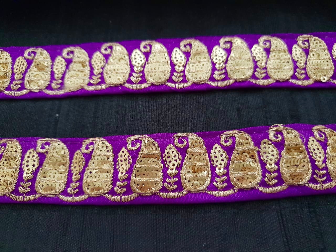 Nine Yards Decorative Indian sari border in purple and gold | Etsy