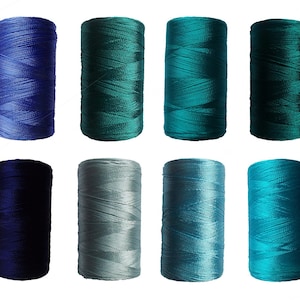 Multiple Shades of Blue Thread, 8 spools of Art Silk Thread, Hand And Machine Embroidery Thread