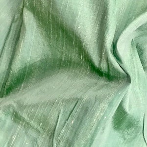 Mint Green Dupioni Silk Fabric by the Yard Pure Raw Silk for DIY Sewing, Wedding Gowns, Bridesmaid Dresses, Curtains, Upholstery, Pillows