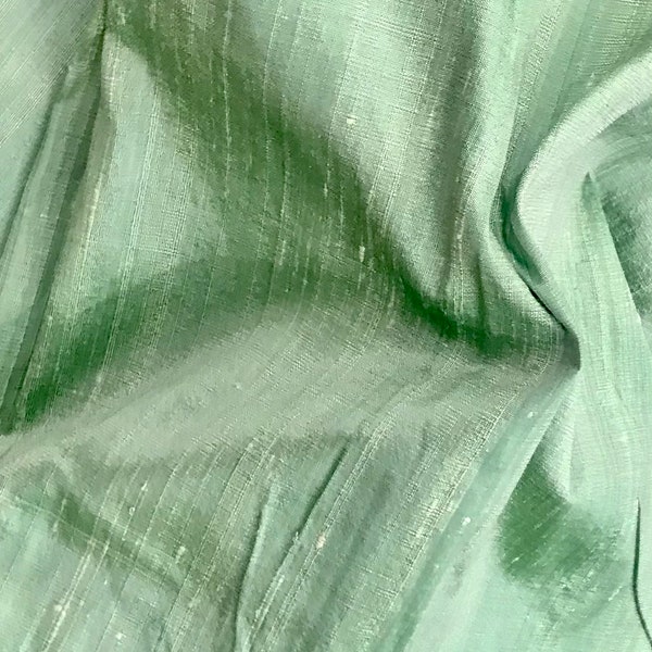 One yard of mint green 100 percent pure dupioni silk/ raw silk fabric /Silk fabric by the fabric