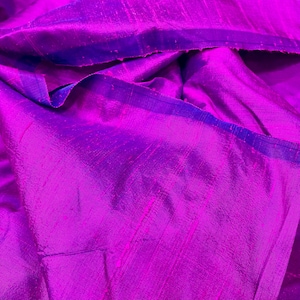 Magenta with Blue Dupioni Silk Fabric By the Yard Pure Luxury Raw Silk  DIY Sewing, Wedding Gowns, Bridesmaid Dresses, Curtains Upholstery