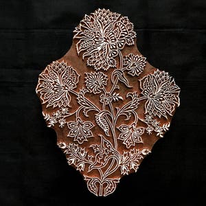 Large floral textile pottery stamp/hand carved Indian block printing stamp/wooden block for printing/ tjaps/paper and fabric printing stamp