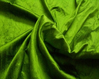 Lush Green Dupioni Silk Fabric by the Yard Pure Luxury Raw Silk for DIY Sewing, Wedding Gowns, Bridesmaid Dresses, Curtains, Upholstery