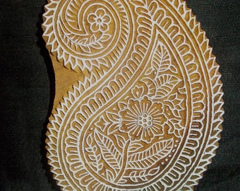 Carimbo de impressão em bloco indiano esculpido à mão com motivo Paisley/tjap/bloco de madeira para impressão/carimbo de cerâmica têxtil/carimbo de impressão em papel e tecido