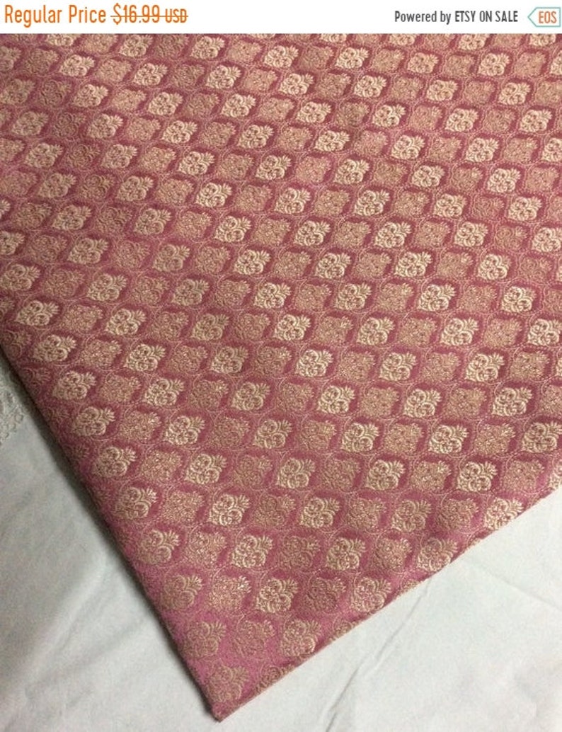 15/% OFF One yard of Pink Indian brocade fabricBenarasi brocade costume dress,home accents fabric