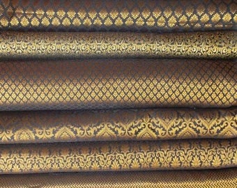 Bundle /stack of Black Indian Brocade Fabric -set of Four Fat Quarters ...