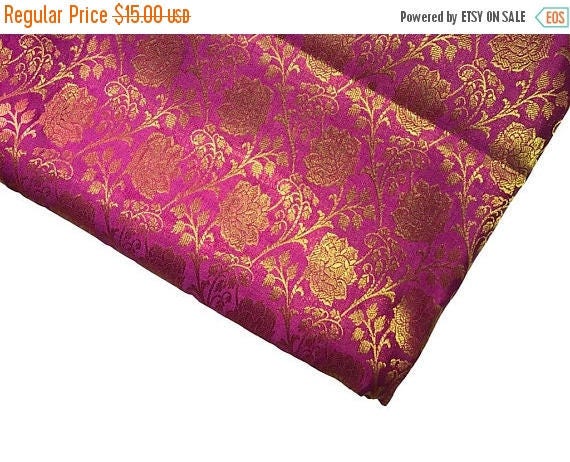 15/% OFF One yard of Pink Indian brocade fabricBenarasi brocade costume dress,home accents fabric