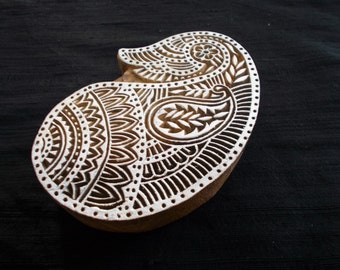 Selos de impressão em bloco indiano com motivo Paisley/bloco de madeira para impressão/carimbo de impressão em papel e tecido