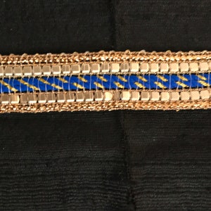 Zes werven blauwgouden bies 0,90 inch/2,28 cm zomen/biesband/randlint/sari-bies cadeauverpakking/omlijsting sari-afwerking
