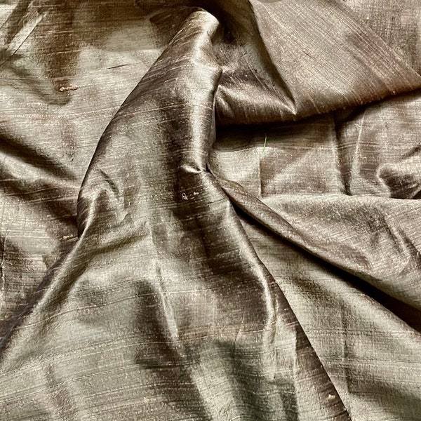 One yard of 100% pure dupioni silk in dark antique gold/raw silk fabric/silk fabric by the yard