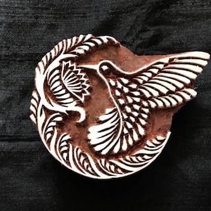 Hummingbird tjap/ Bird Design Francobolli per stampa a blocchi indiani/blocco di legno per la stampa/timbro per stampa su carta e tessuto
