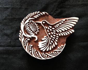 Kolibrie tjap/ Bird Design Indiase blokdrukstempels/houten blok voor afdrukken/ papier- en stofdrukstempel