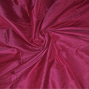 Deep dark Pink Dupioni Silk Fabric by the Yard Pure Luxury Raw Silk for DIY Sewing, Wedding Gowns, Bridesmaid Dresses, Curtains, Upholstery