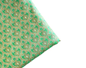 One yard Paisley teal Indian Brocade Fabric by the Yard for DIY craft, drapery, upholstery, doll clothes, dress, sari, pillow cover, curtain