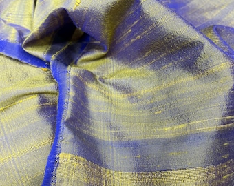 Green with Blue Dupioni Silk Fabric By the Yard Pure Luxury Raw Silk for DIY Sewing, Wedding Gowns, Bridesmaid Dresses, Curtains, Upholstery