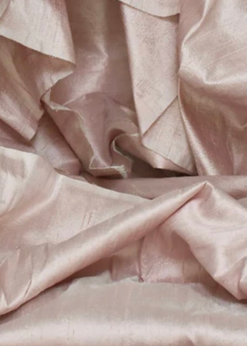 One yard of champagne pink 100 percent pure dupioni silk/ raw silk fabric /Silk fabric by the fabric image 4