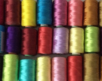 Art Silk Thread, 20 Spools Wholesale Indian Silk Thread, Art Silk Thread, Hand And Machine Embroidery Thread