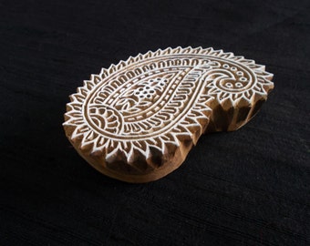 Carimbo de impressão indiano esculpido à mão com motivo Paisley / carimbo para cerâmica têxtil / bloco de madeira para impressão / carimbo para impressão em papel e tecido