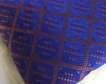 One yard of Indian brocade fabric in indigo in a geometric pattern/Indian sari fabric/benarasi brocade