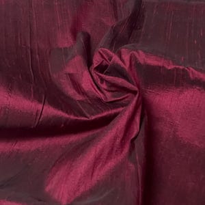 Wine Red  Dupioni Silk By the Yard Pure Luxury Raw Silk for DIY Sewing, Wedding Gowns, Bridesmaid Dresses, Curtains, Upholstery