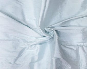 Tissu en soie Dupioni bleu glacier par mètre Soie brute de luxe pure pour la couture DIY, robes de mariée, robes de demoiselle d'honneur, rideaux, tissus d'ameublement