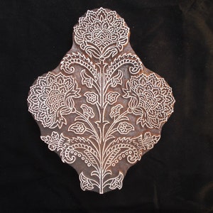 Large floral pottery stamp/hand carved Indian block printing stamps/wooden block for printing/ tjaps/paper and fabric printing stamp