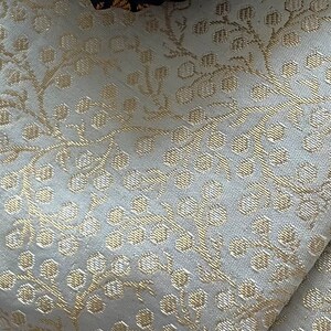 One yard powder blue sari Brocade with a flower vine /DIY fabric by the yard / Banarasi brocade /doll costume,fabric image 2