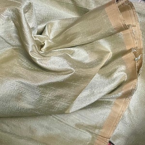 Light Olive Dupioni Silk Fabric by the Yard Pure Luxury Raw Silk for DIY Sewing, Wedding Gowns, Bridesmaid Dresses, Curtains, Upholstery