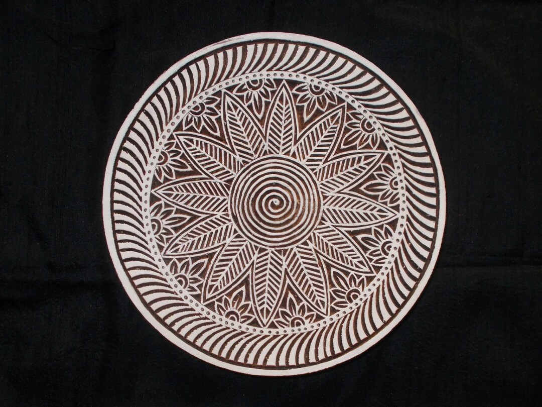 Timbro In Legno Printtoo Rotondo 2 Pollici, Pattern Mandala Floreale, Per Tessuto E Carta - 2