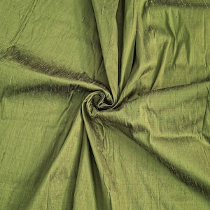 Olive  green 100 percent pure  dupioni silk