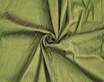 Olive  green 100 percent pure  dupioni silk