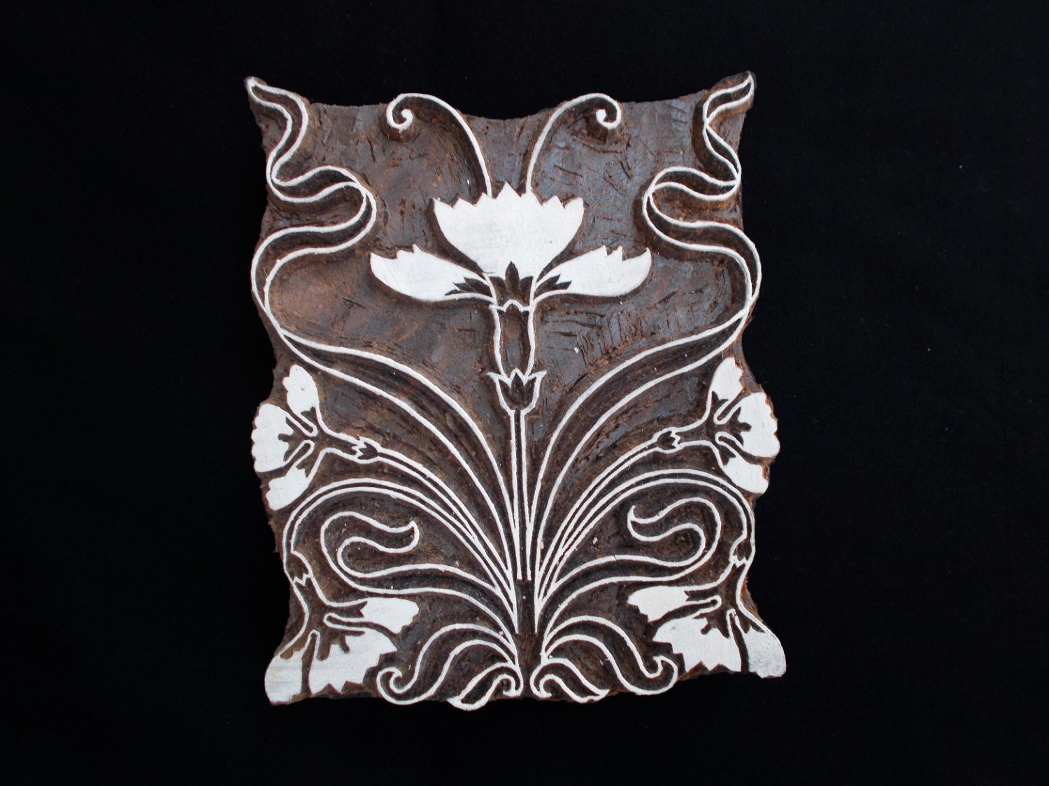 Bloem/ Boom/ Plant/ Handgesneden houten stempel/ Textieldrukblok/ Indianenblok/ Houten stempel/ Tampon en Bois/ Holzstempel/ Tjap