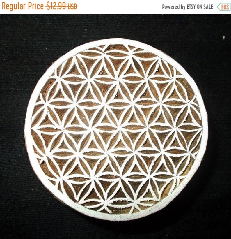 Circle Mandala Indian block printing stamps/ wooden block for printing/ paper and fabric printing stamp image 1