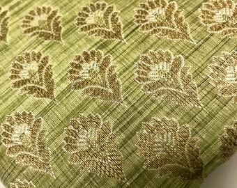 One yard pistachio green  gold Indian Brocade Fabric by the Yard for DIY craft, drapery, upholstery, doll clothes, dress, sari, pillow cover