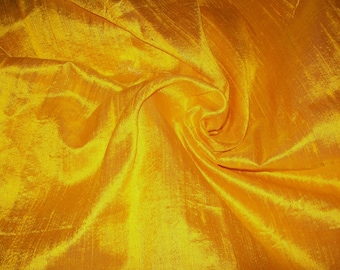 Deep Yellow Dupioni Silk Fabric by the Yard Pure Luxury Raw Silk for DIY Sewing, Wedding Gowns, Bridesmaid Dresses, Curtains, Upholstery