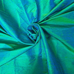 Grün mit einem doppelten Ton von blau Dupionseide Stoff Rohseide für DIY Nähen, Hochzeitskleider, Brautjungfernkleider, Vorhänge