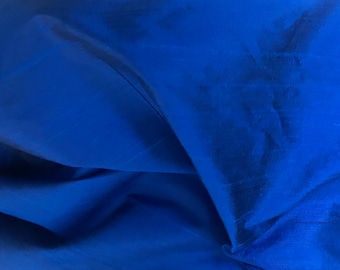 Egyptian Blue Dupioni Silk Fabric by the Yard Pure Luxury Raw Silk for DIY Sewing, Wedding Gowns, Bridesmaid Dresses, Curtains, Upholstery