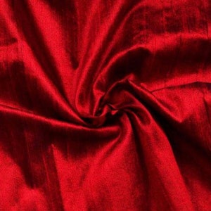 Red with Black Dupioni Silk Fabric By the Yard Pure Luxury Raw Silk for DIY Sewing, Wedding Gowns, Bridesmaid Dresses, Curtains, Upholstery