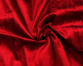 Red with Black Dupioni Silk Fabric By the Yard Pure Luxury Raw Silk for DIY Sewing, Wedding Gowns, Bridesmaid Dresses, Curtains, Upholstery