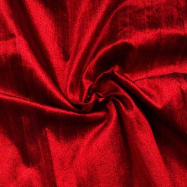 One yard of red with a tinge of black 100 percent pure dupioni silk