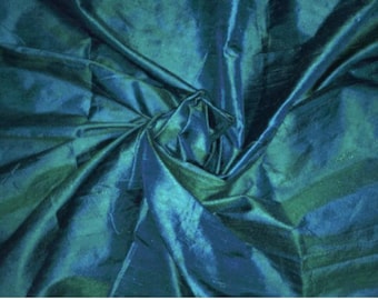 Teal Blue Green Dupioni Silk Fabric By the Yard Pure Luxury Raw Silk for DIY Sewing, Wedding Gowns, Bridesmaid Dresses, Curtains, Upholstery