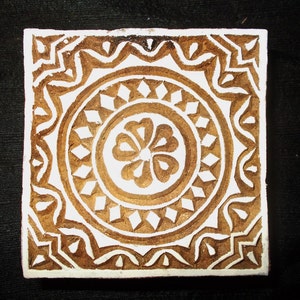 Timbro per stampa a blocchi indiani Mandala quadrato/tjap/blocco di legno per stampa/timbro per stampa su carta e tessuto
