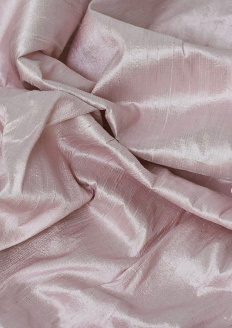 One yard of champagne pink 100 percent pure dupioni silk/ raw silk fabric /Silk fabric by the fabric image 3