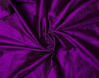 One yard of 100 percent pure dupioni silk/raw silk dupioni in purple violet