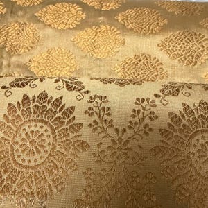 Set of 2 fat quarters brocades in gold 18”x22”fabric bundle /stack/altar tarot witch  Crystal grid cloth /sewing /cushion/ doll /costume