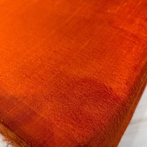 Fire Orange Dupioni Silk Fabric By the Yard Pure Raw Silk for DIY Sewing, Wedding Gowns, Bridesmaid Dresses, Curtains, Upholstery
