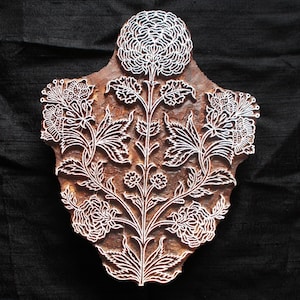 Grande timbro in ceramica tessile floreale/timbro per stampa a blocchi indiani intagliati a mano/blocco di legno per stampa/tipi/timbro per stampa su carta e tessuto